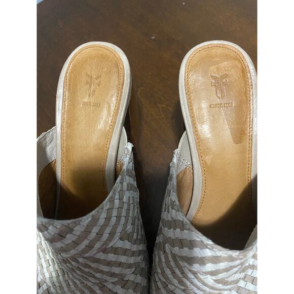 Frye Shoes Frye Katie Woven Platform Slide Gray White SZ 8 - Picture 3 of 13